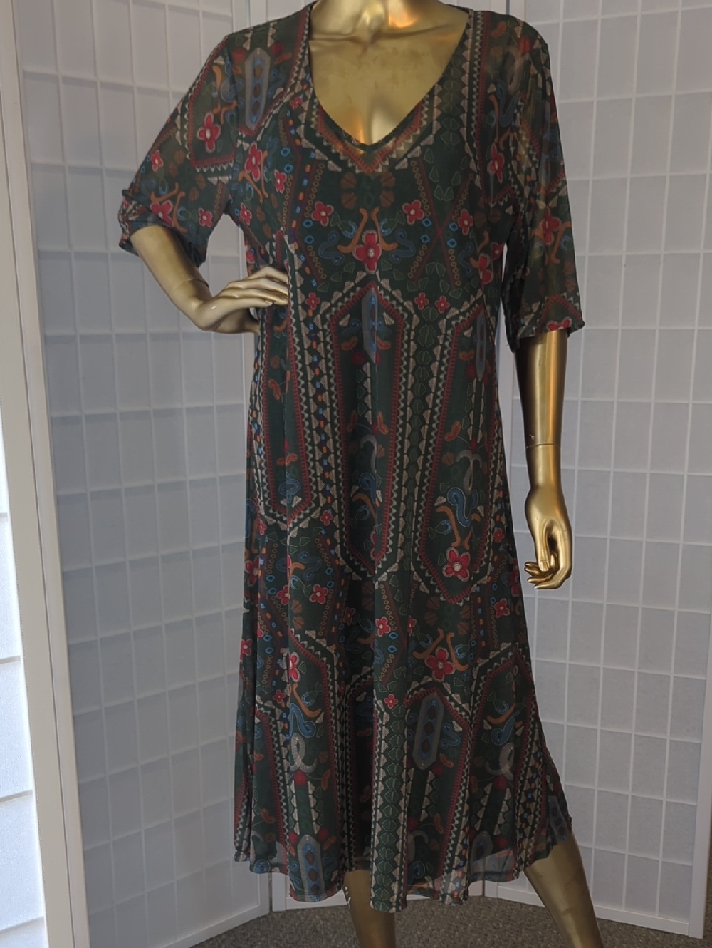 Johnny Was Jade Theia Monika Mesh Midi- Dress